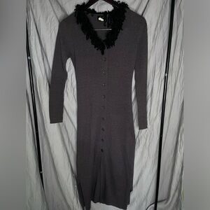 grey duster with yarn sherpa lining